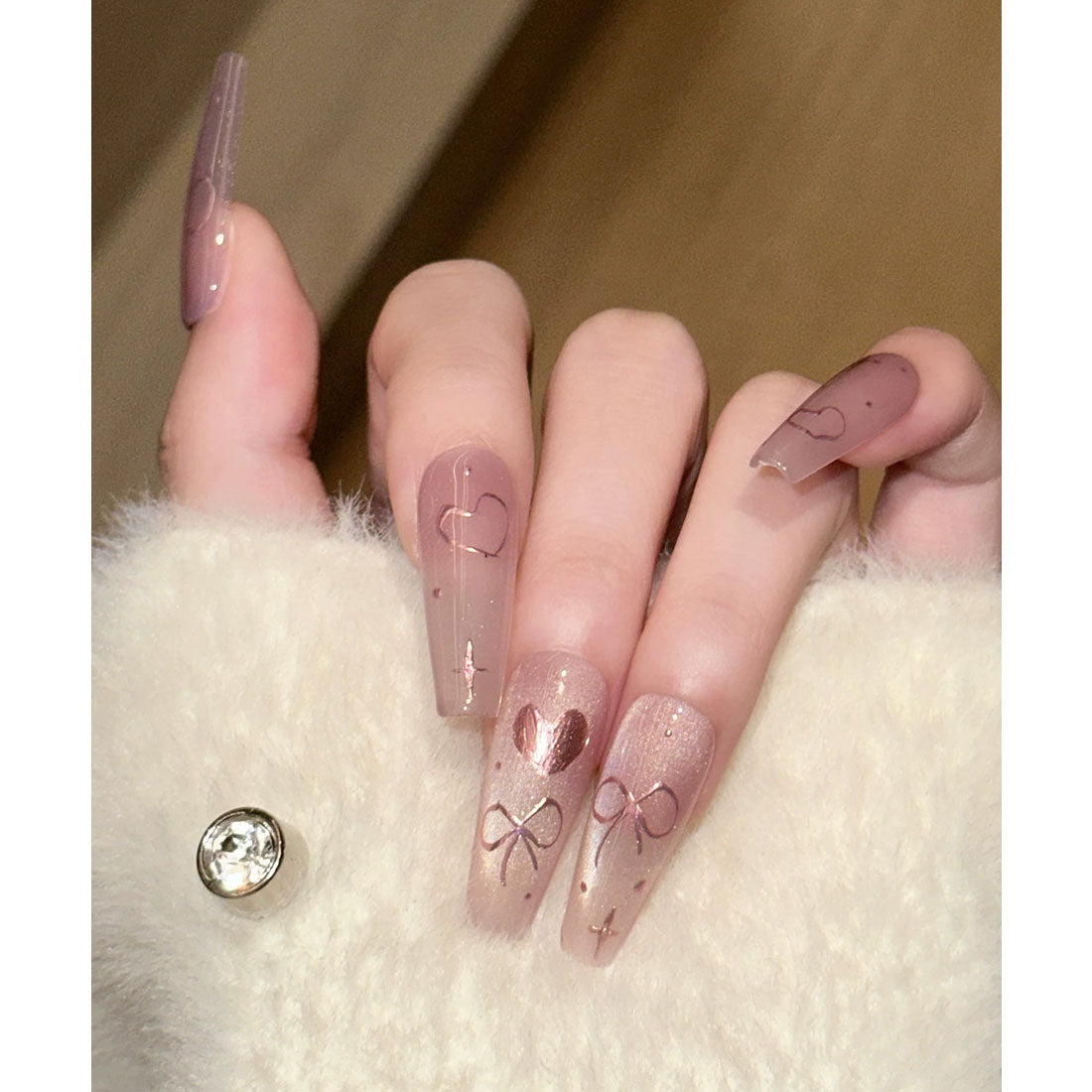 レースレディース Lace Ladies リボン ドリーム ミラー コフィン ネイルチップ【返品不可商品】 （ピンク） ピンク