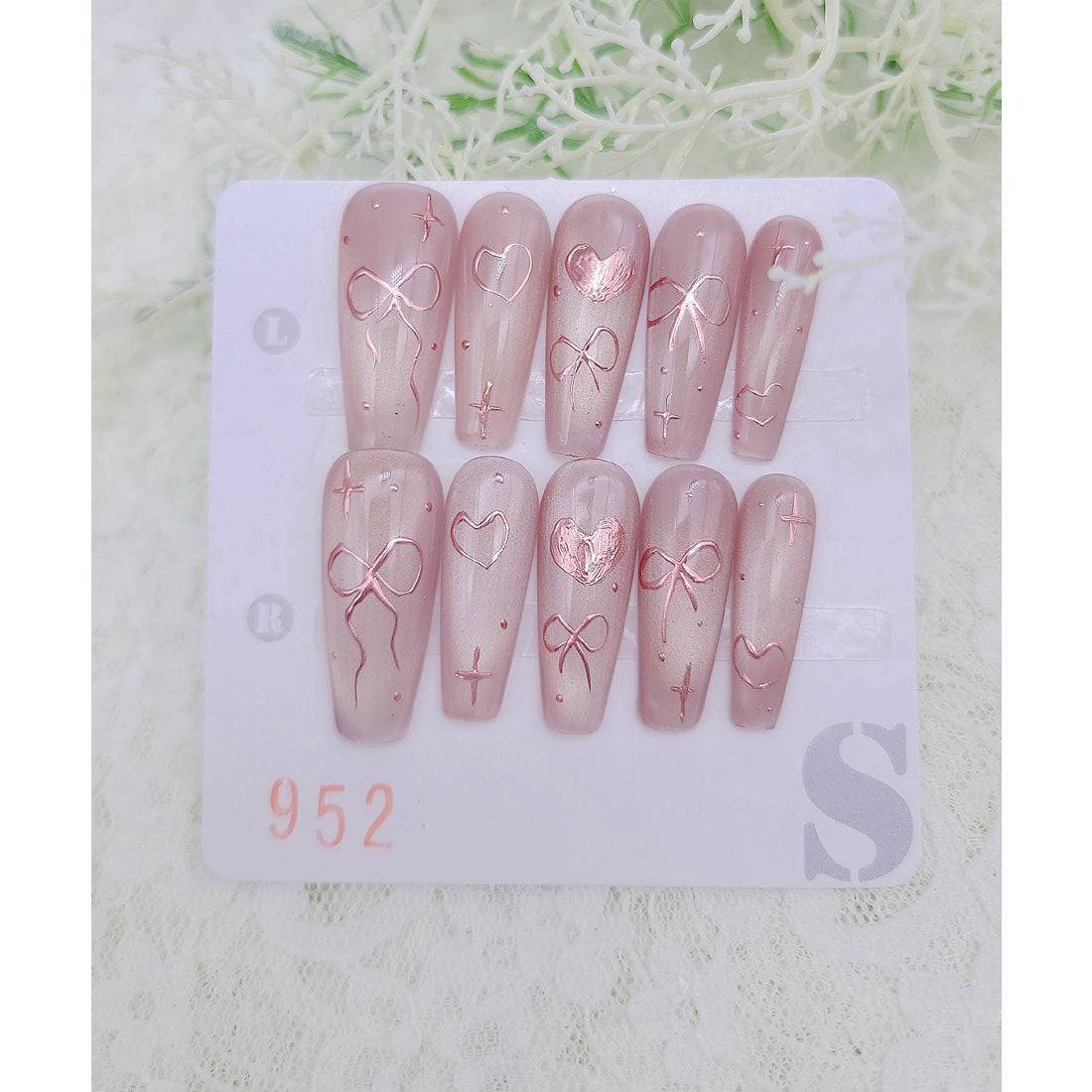 レースレディース Lace Ladies リボン ドリーム ミラー コフィン ネイルチップ【返品不可商品】 （ピンク） ピンク
