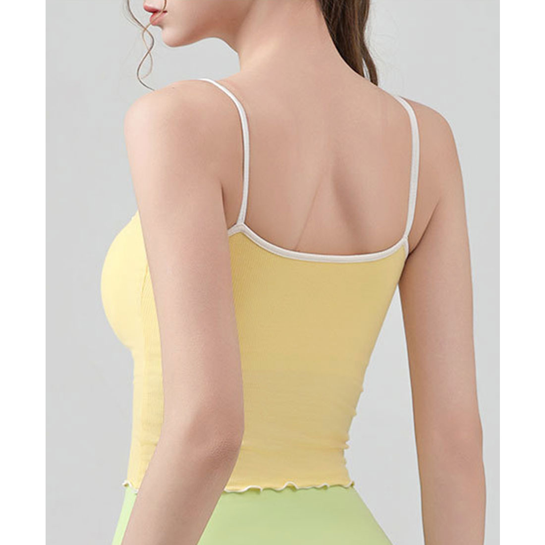 レースレディース Lace Ladies フロント リボン カップ付き コンパクト キャミソール （イエロー） イエロー