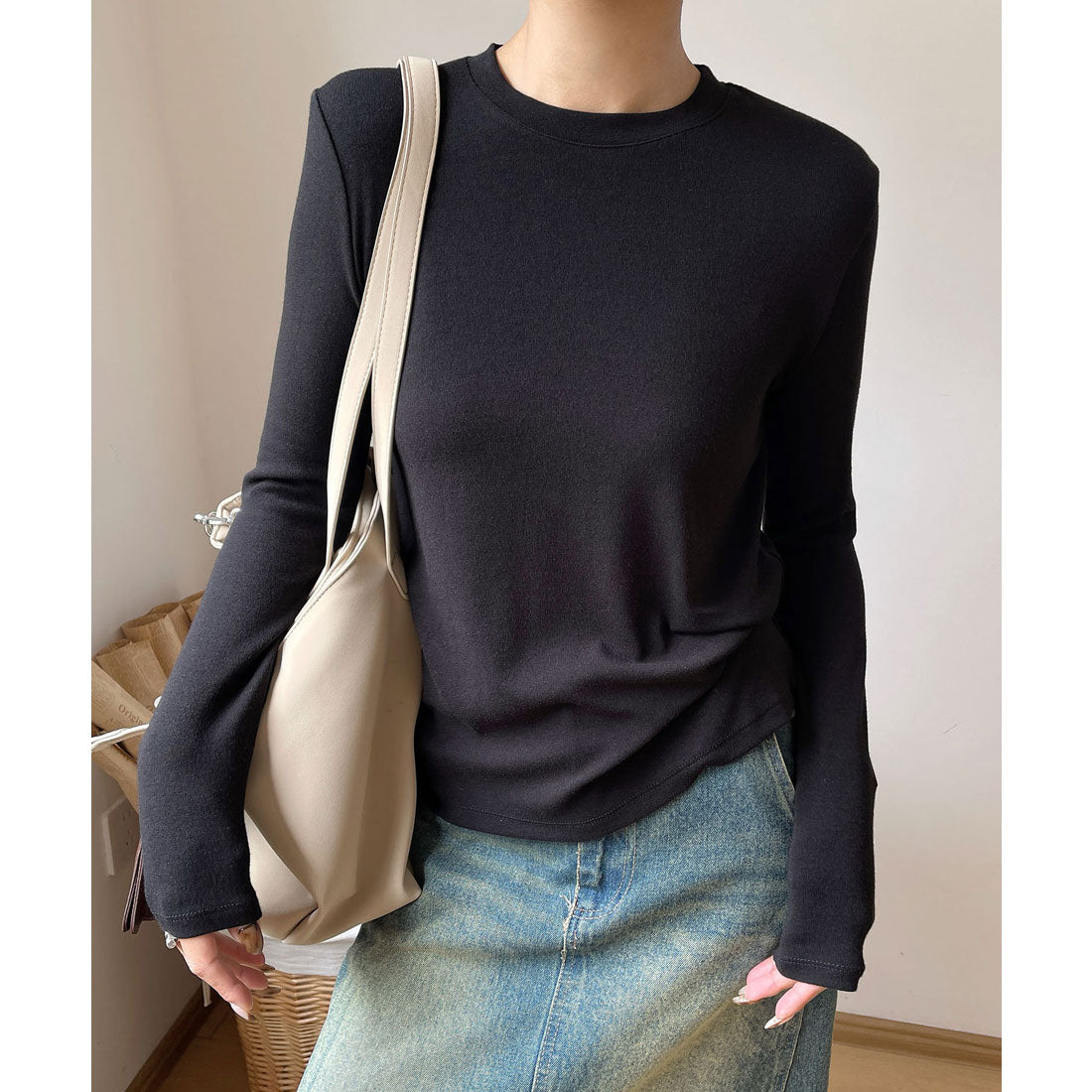 レースレディース Lace Ladies クルーネック 長袖 ベーシック プルオーバー カットソー （ネイビー） ネイビー