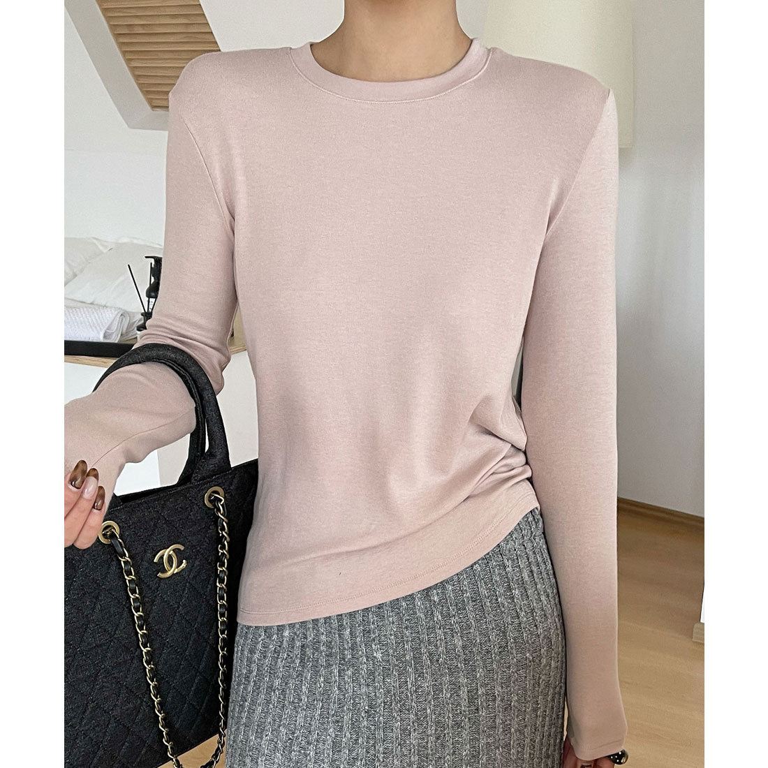 レースレディース Lace Ladies クルーネック 長袖 ベーシック プルオーバー カットソー （ピンク） ピンク