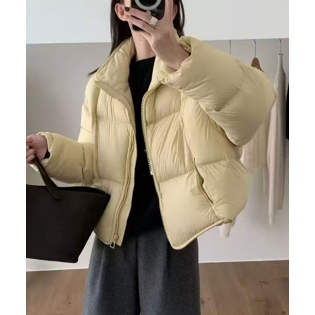 レースレディース Lace Ladies パイピング ナイロン ショート ダウン ジャケット （イエロー） イエロー