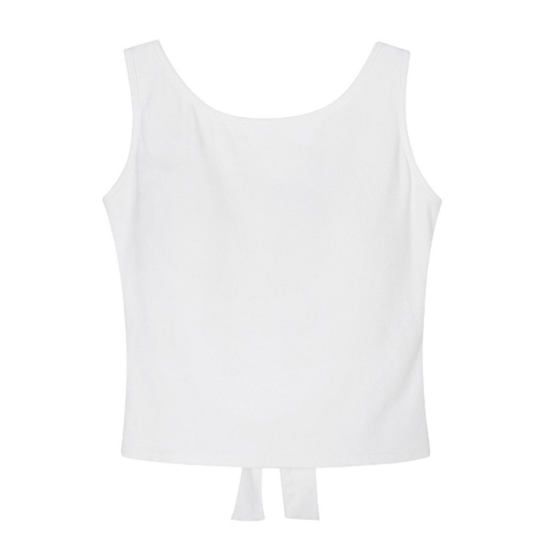 レースレディース Lace Ladies Vバック リボン付き カップ付き ノースリーブ タンクトップ （ホワイト） ホワイト