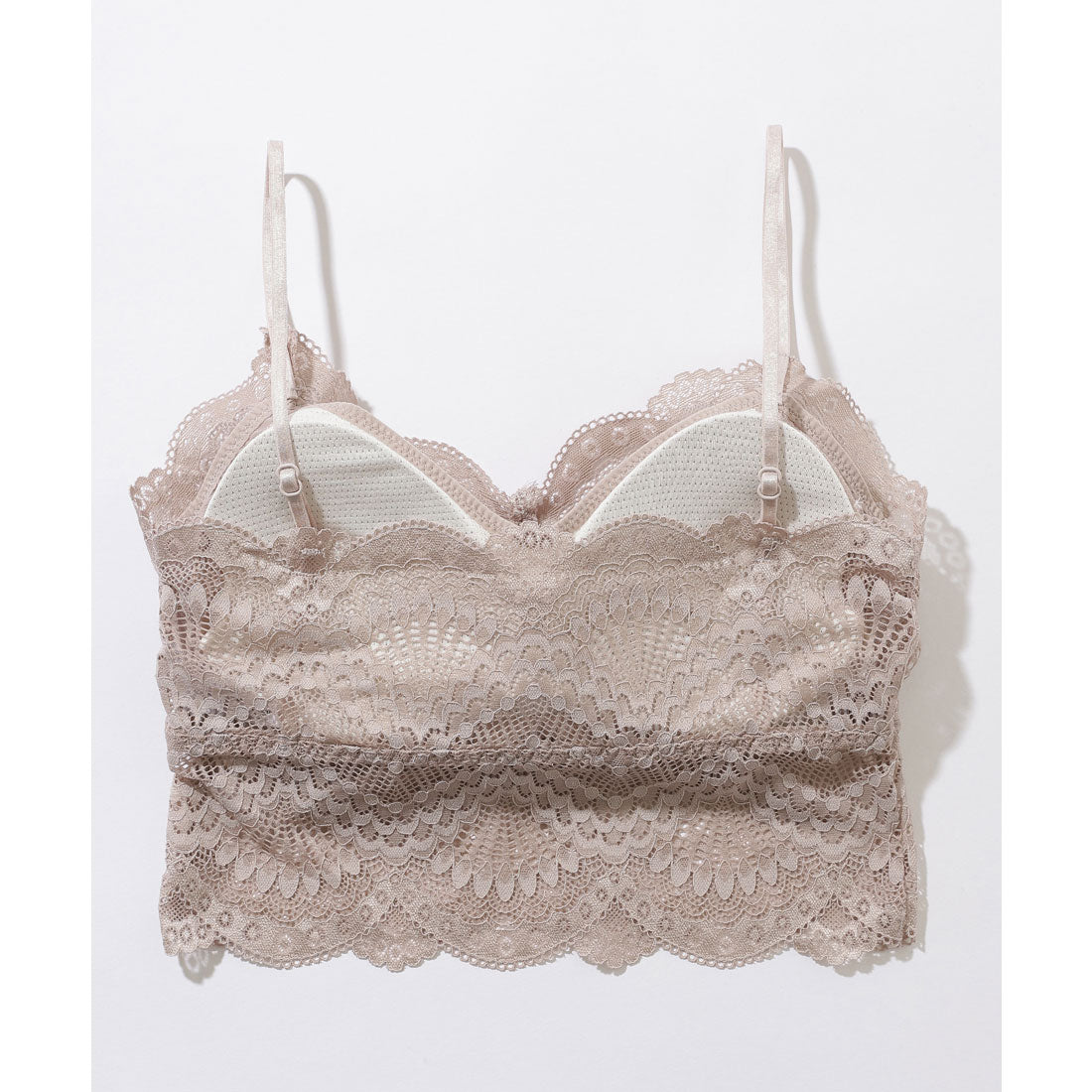 レースレディース Lace Ladies 総レース スカラップ Vネック キャミソール ハーフトップ （ベージュ） ベージュ