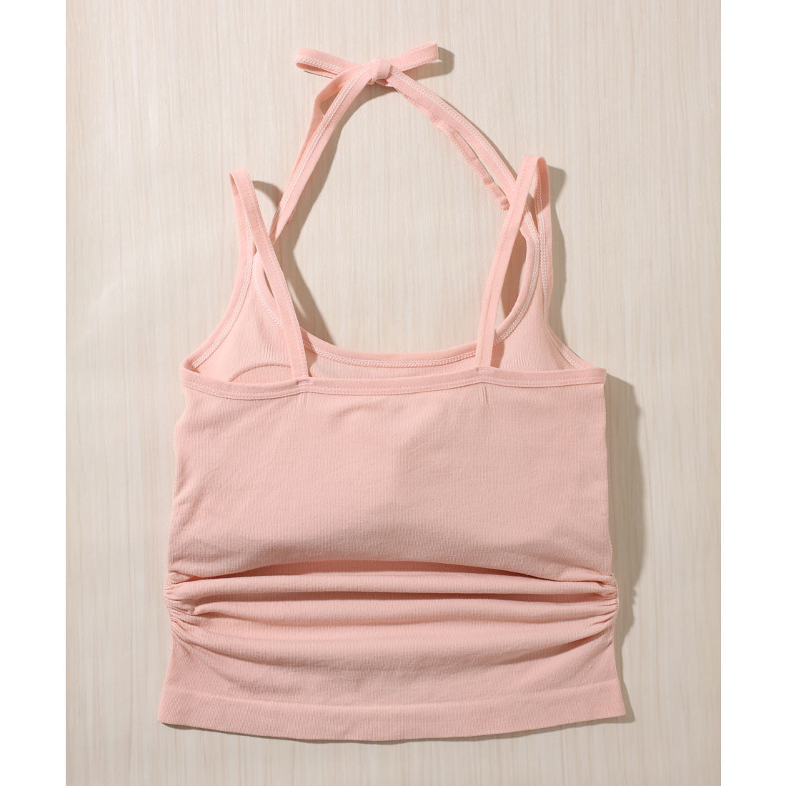 レースレディース Lace Ladies ソリッドカラー ホルター付き カップ付き ギャザー キャミソール （ピンク） ピンク
