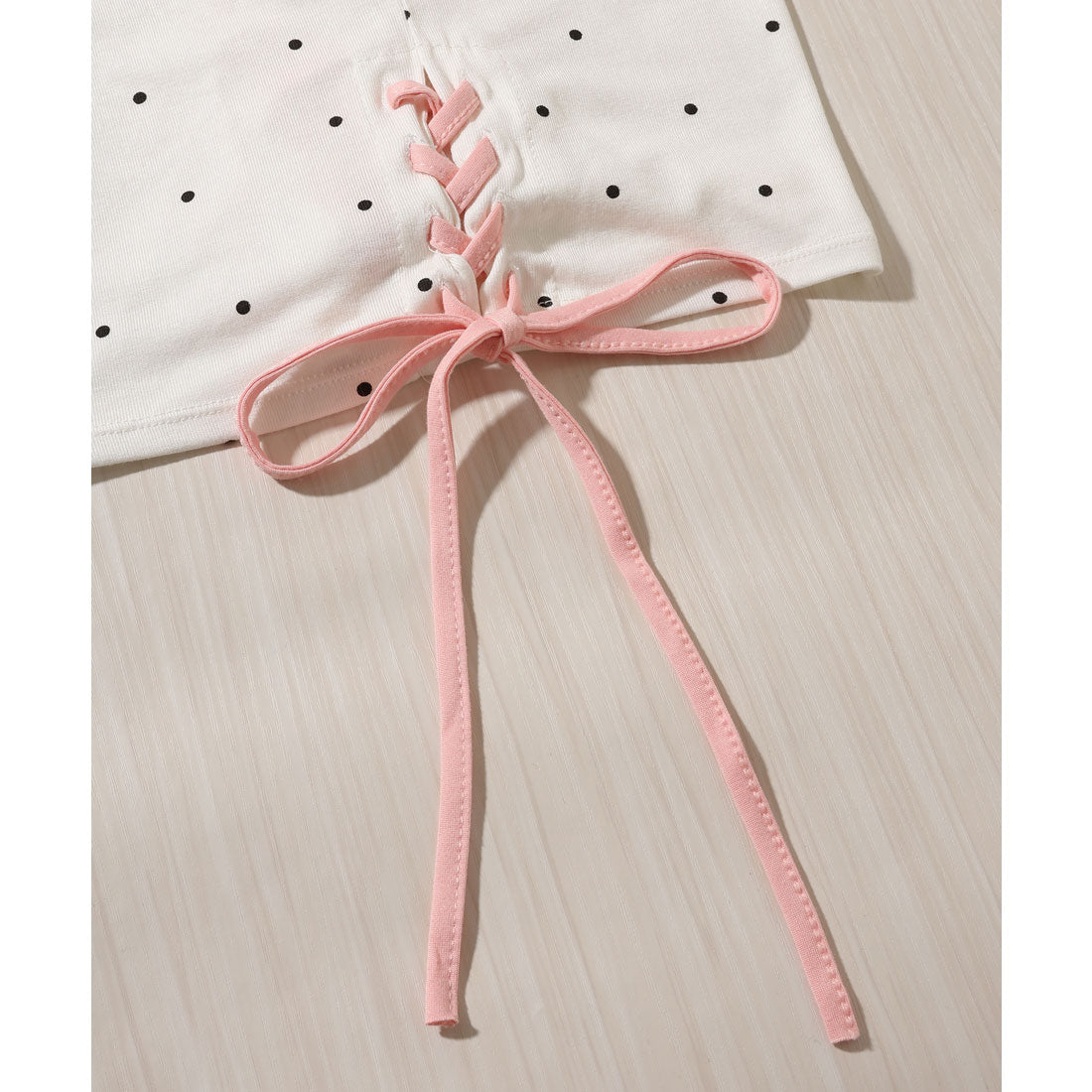 レースレディース Lace Ladies サイド シャーリング リボン付き ドット柄 カップ付き キャミソール （グレー） グレー