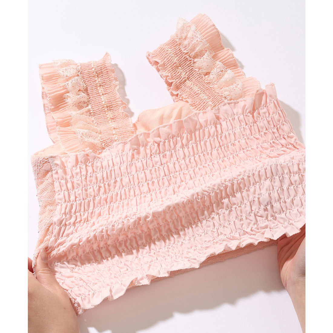 レースレディース Lace Ladies フリル ショルダー レース カップ付き タンクトップ （ベージュ） ベージュ