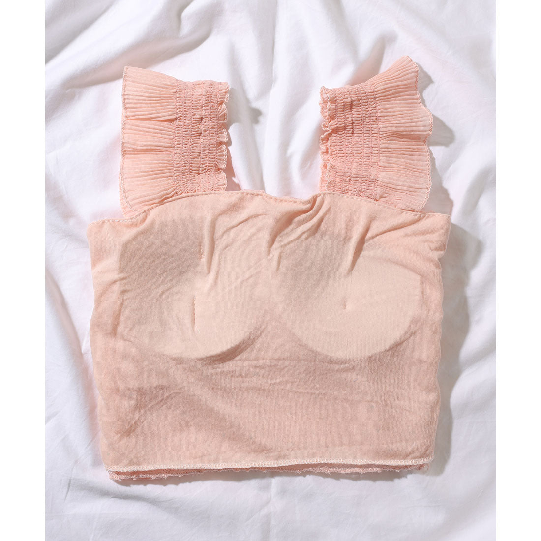 レースレディース Lace Ladies フリル ショルダー レース カップ付き タンクトップ （ベージュ） ベージュ