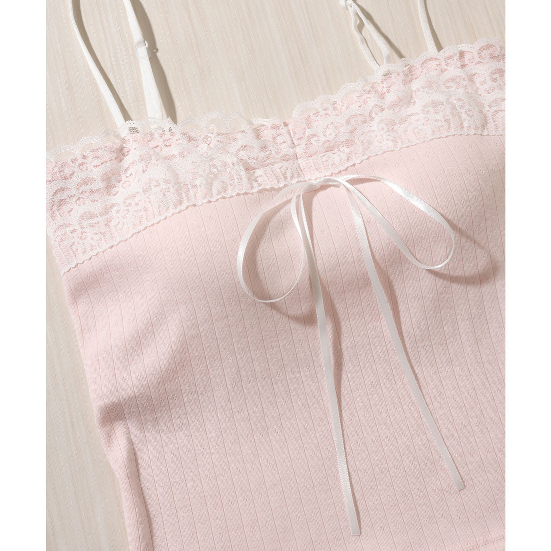 レースレディース Lace Ladies 配色 フリル レイヤード カップ付き キャミソール （ピンク） ピンク
