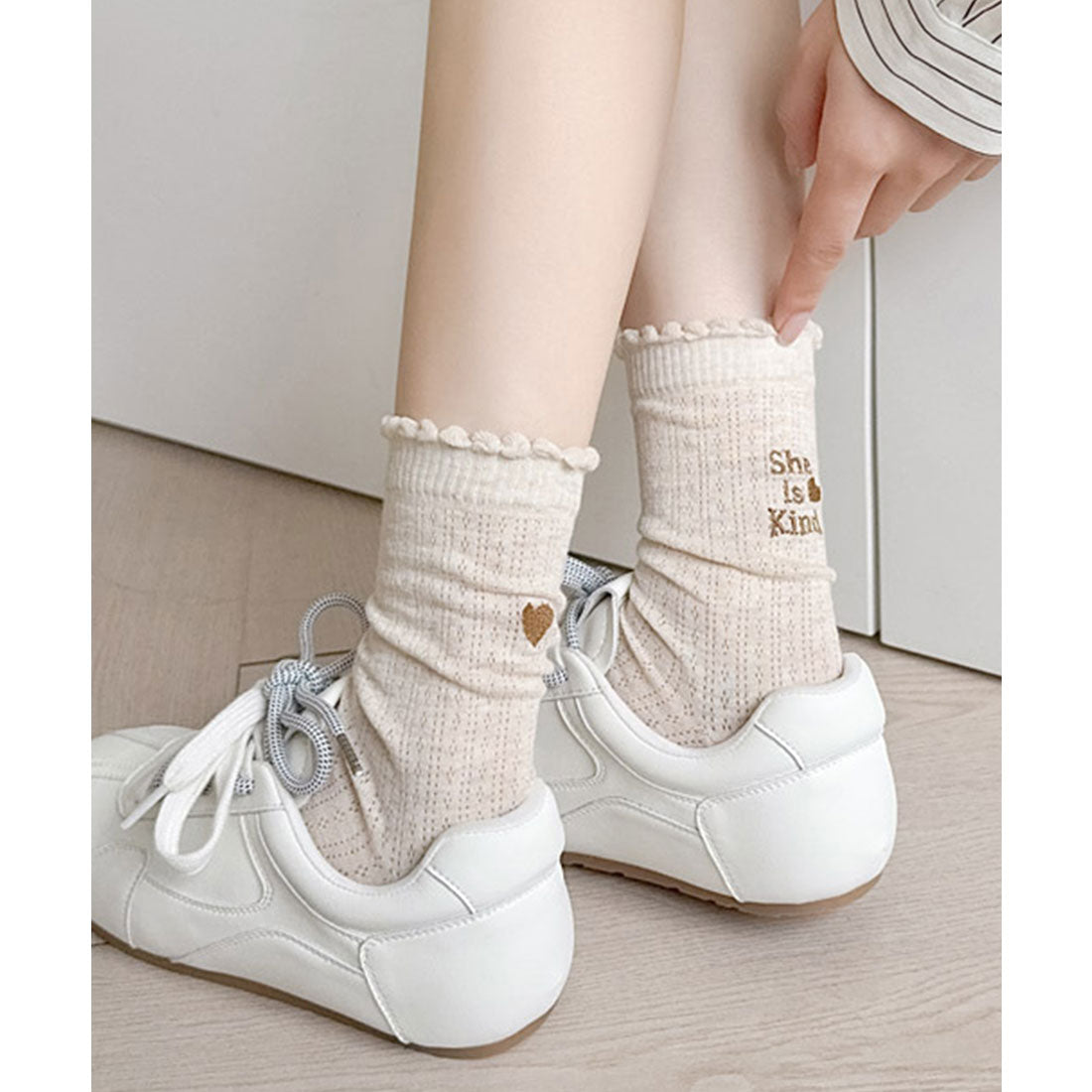 レースレディース Lace Ladies 【5足セット】バック 刺繍 スカラップ ソックス （ミックス） ミックス