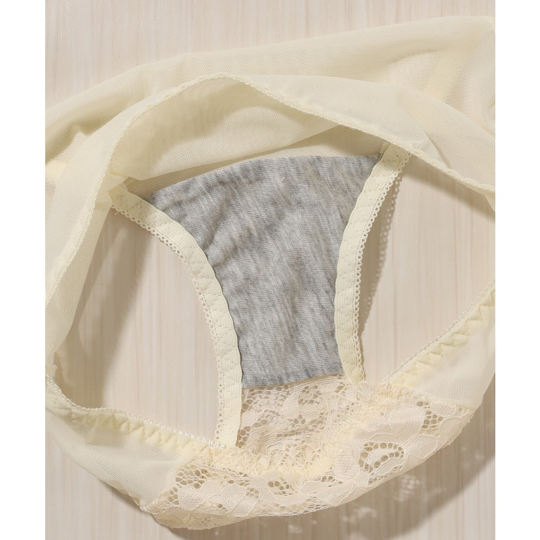レースレディース Lace Ladies 【2点セット】リボン風 フリル ギャザー ブラ&ショーツ （ブルー） ブルー