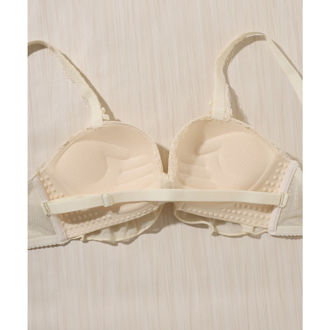 レースレディース Lace Ladies 【2点セット】リボン風 フリル ギャザー ブラ&ショーツ （ブルー） ブルー