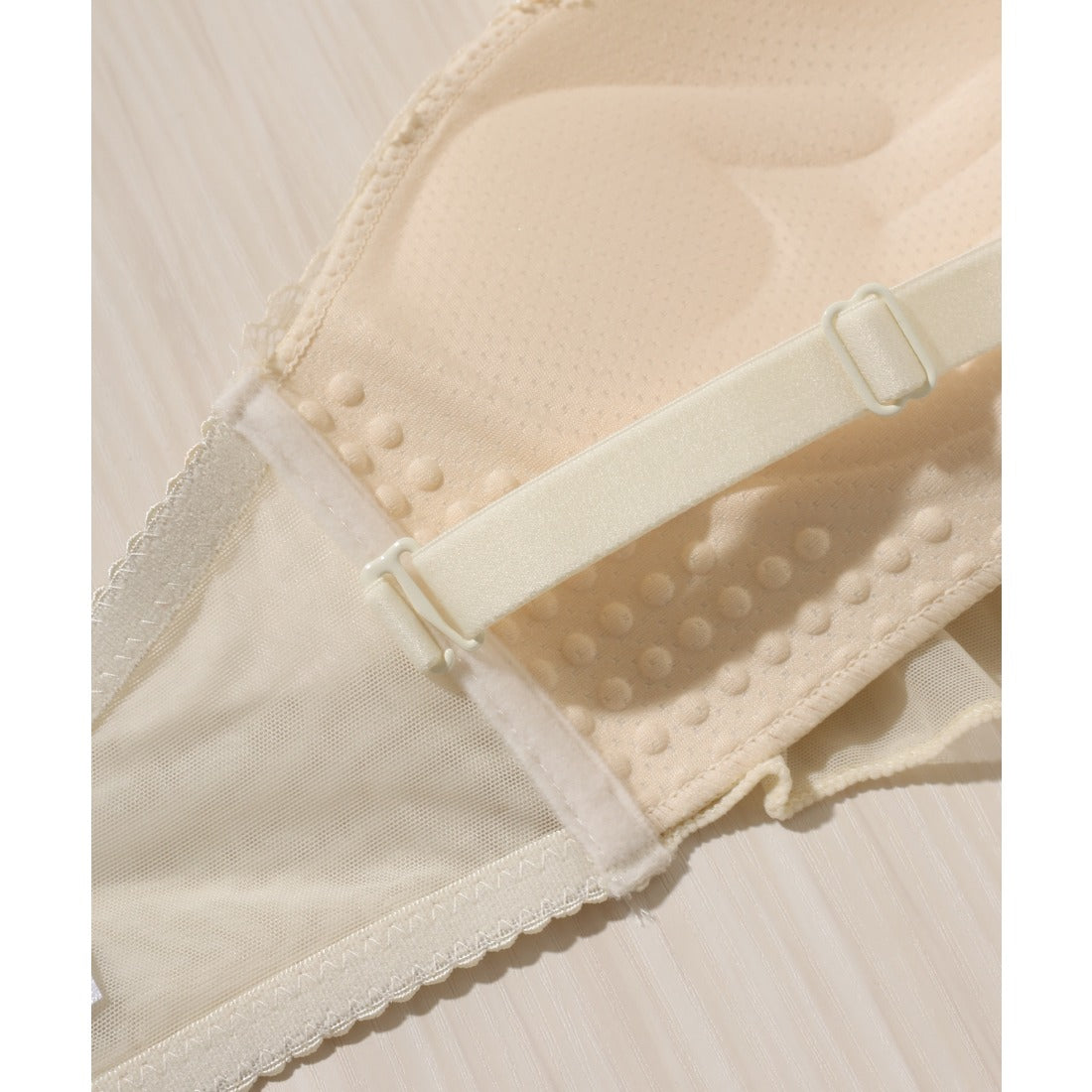 レースレディース Lace Ladies 【2点セット】リボン風 フリル ギャザー ブラ&ショーツ （ブルー） ブルー