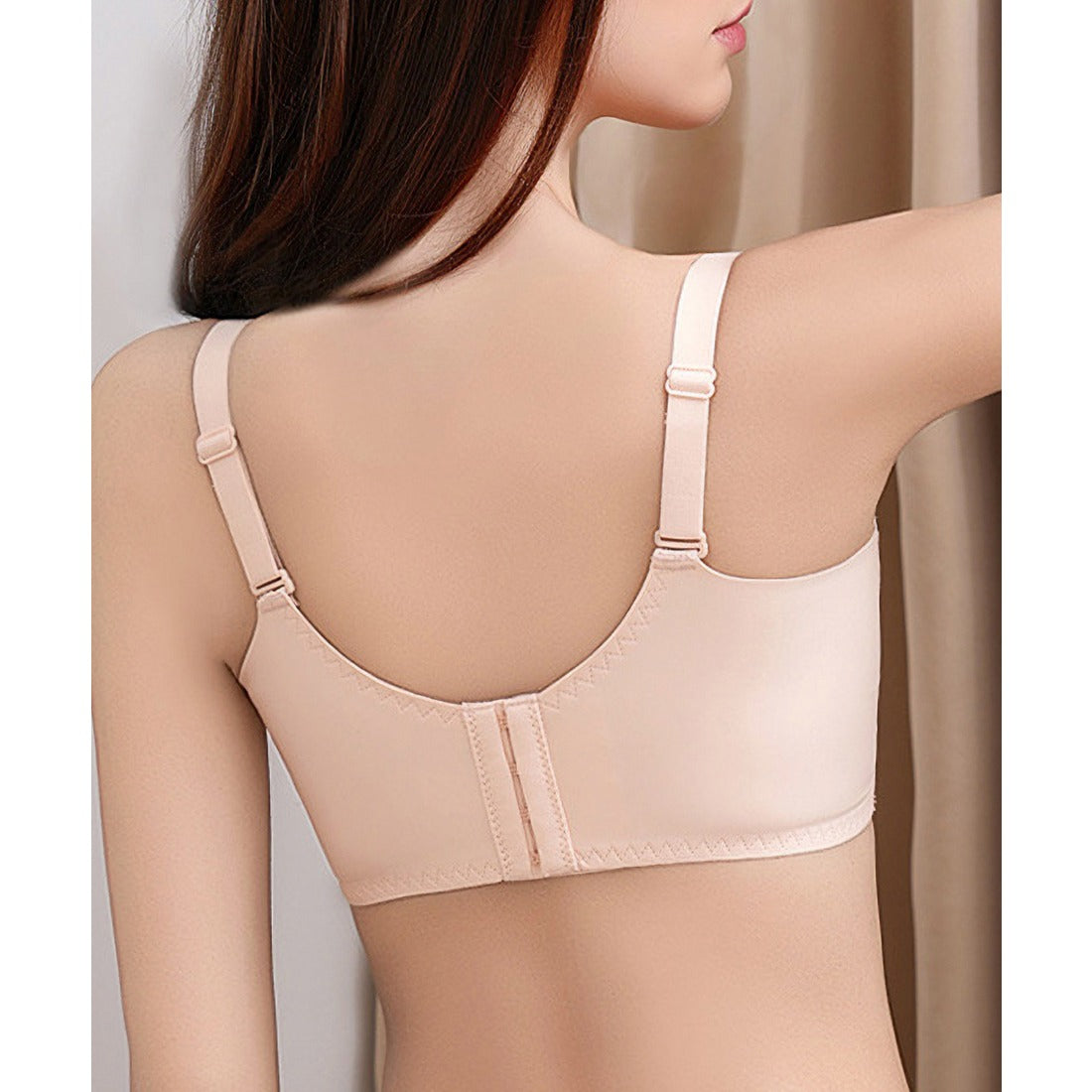 レースレディース Lace Ladies プチリボン付き Vネック 脇高 ノンワイヤー ブラジャー （ベージュ） ベージュ
