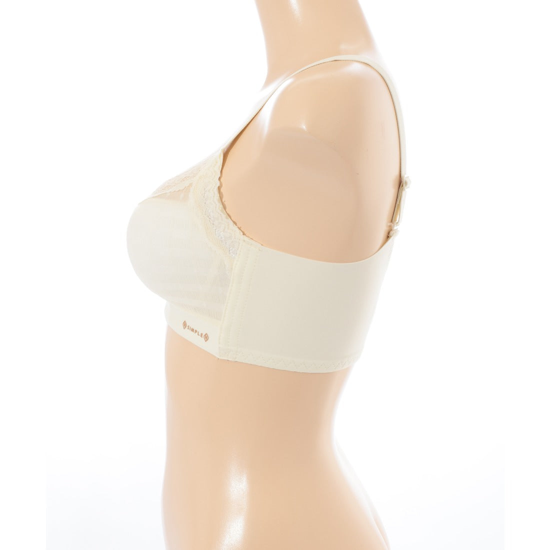 レースレディース Lace Ladies プチリボン付き Vネック 脇高 ノンワイヤー ブラジャー （ベージュ） ベージュ