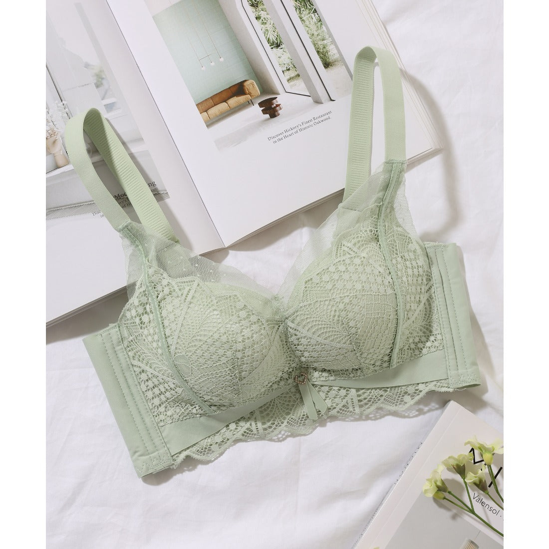 レースレディース Lace Ladies シアー ドッキング 脇高 フルカップ ブラジャー （ブルー） ブルー