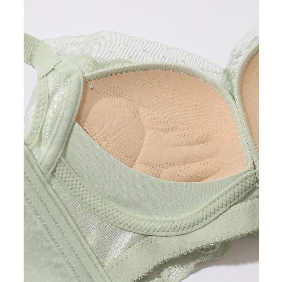 レースレディース Lace Ladies シアー ドッキング 脇高 フルカップ ブラジャー （ブルー） ブルー