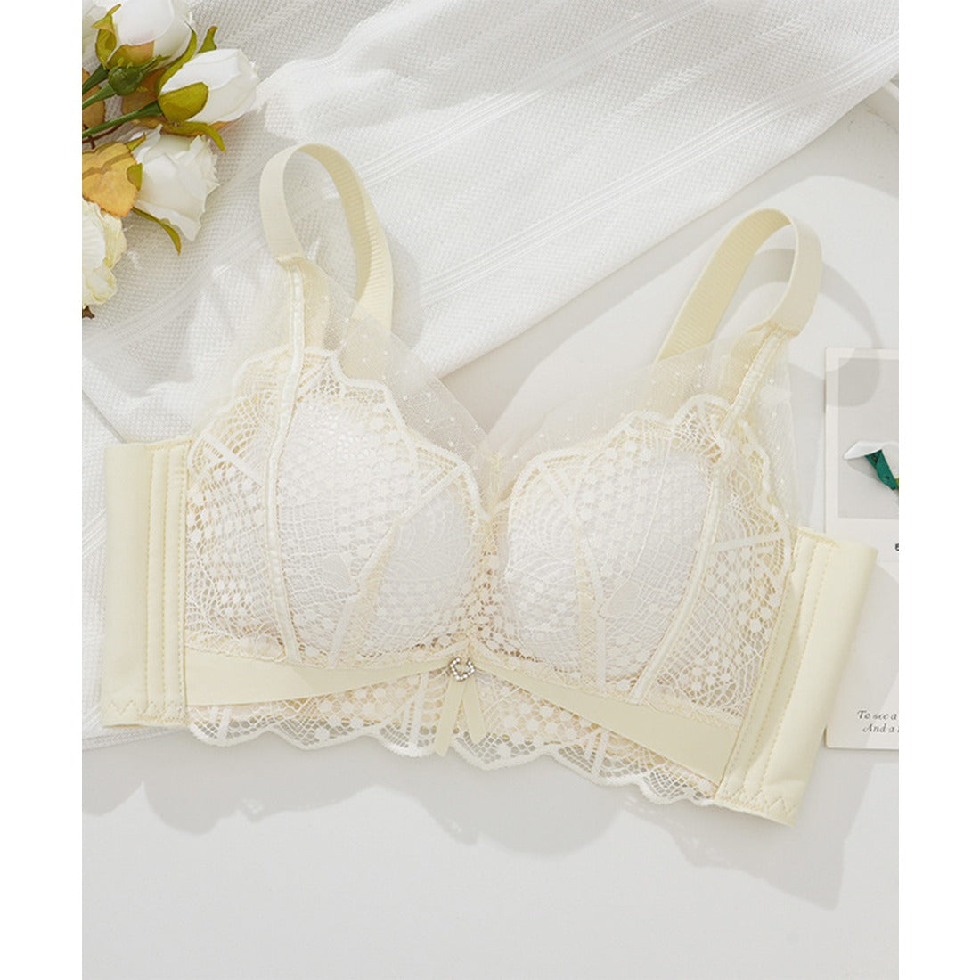 レースレディース Lace Ladies シアー ドッキング 脇高 フルカップ ブラジャー （アイボリー） アイボリー
