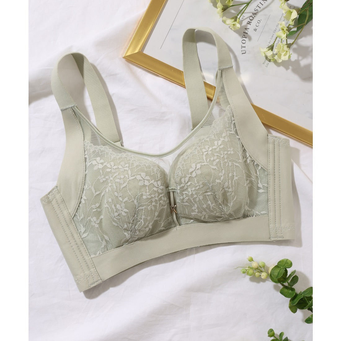 レースレディース Lace Ladies シアー ドッキング 脇高 ボリューム ブラジャー （ブラック） ブラック