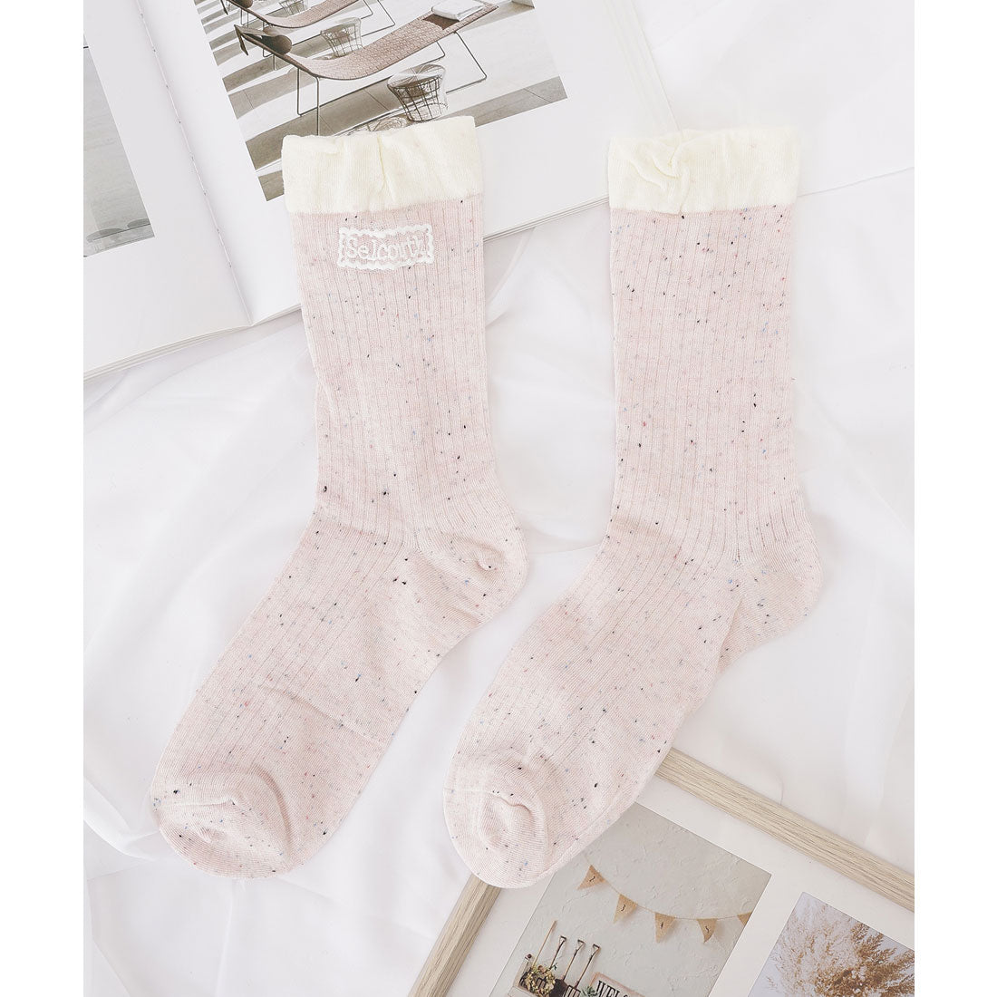 レースレディース Lace Ladies 【5足セット】スカラップ リブ レース クルー ソックス （ミックス） ミックス
