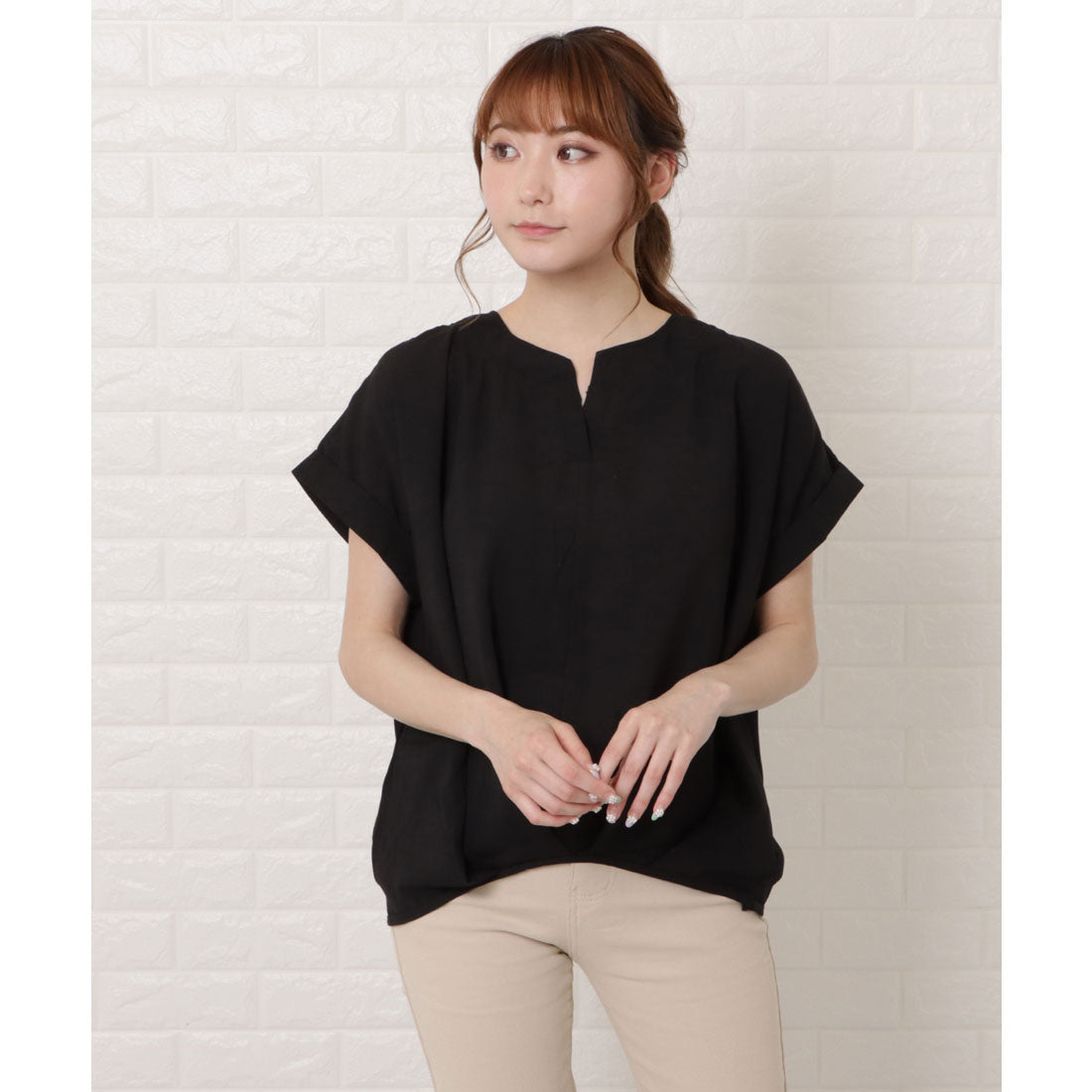 レースレディース Lace Ladies フロントタック半袖スキッパーシャツ