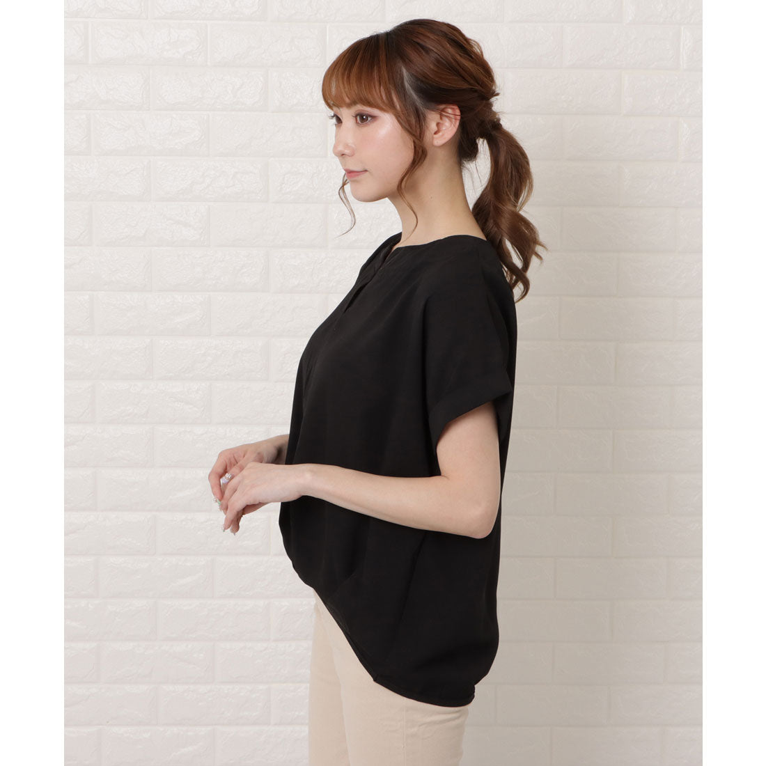 レースレディース Lace Ladies フロントタック半袖スキッパーシャツ