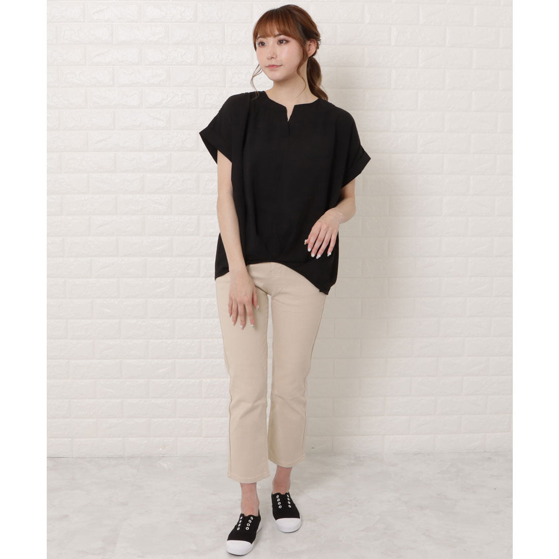 レースレディース Lace Ladies フロントタック半袖スキッパーシャツ