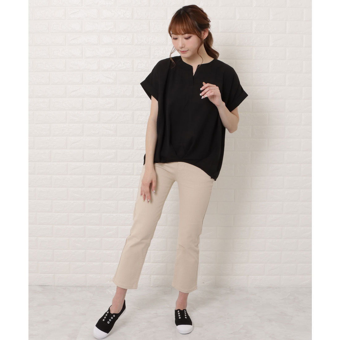 レースレディース Lace Ladies フロントタック半袖スキッパーシャツ