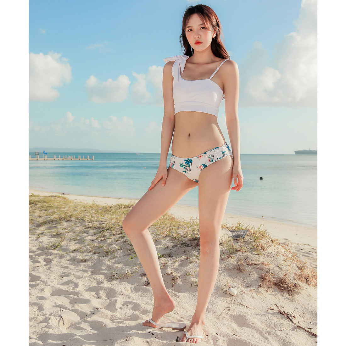 レースレディース Lace Ladies キュートな肩リボンビキニ水着2点セット【返品不可商品】