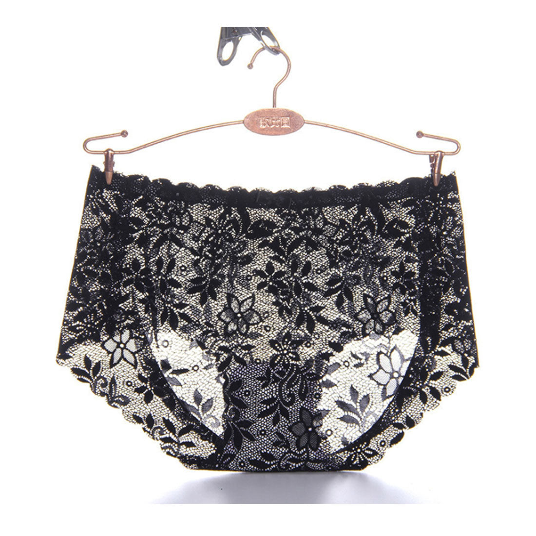 レースレディース Lace Ladies リボン付き総レースヒップハングショーツ【返品不可商品】,ブラック
