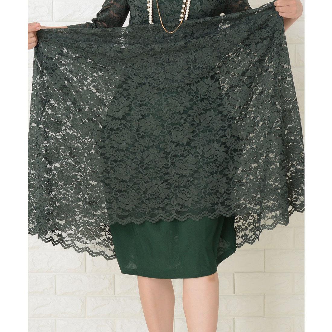 レースレディース Lace Ladies 総レース七分袖ロングワンピースドレス