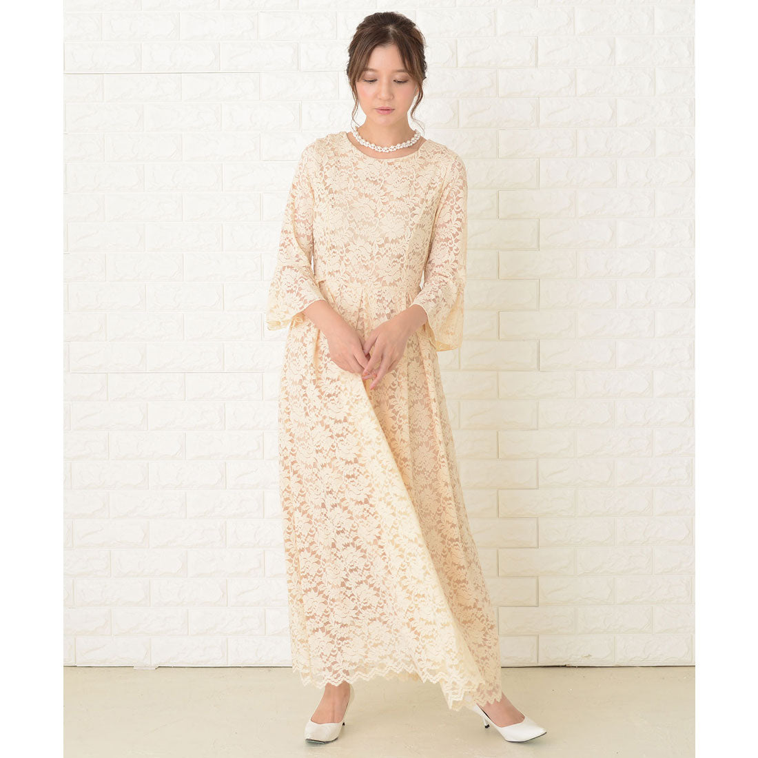 レースレディース Lace Ladies 総レースロングワンピースドレス （アイボリー） アイボリー