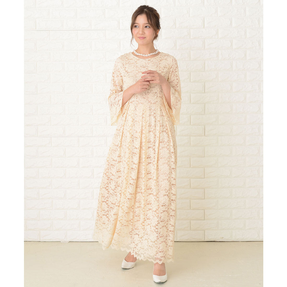 レースレディース Lace Ladies 総レースロングワンピースドレス （アイボリー） アイボリー