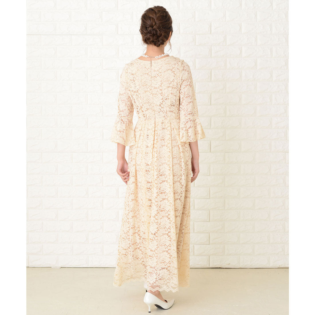 レースレディース Lace Ladies 総レースロングワンピースドレス （アイボリー） アイボリー