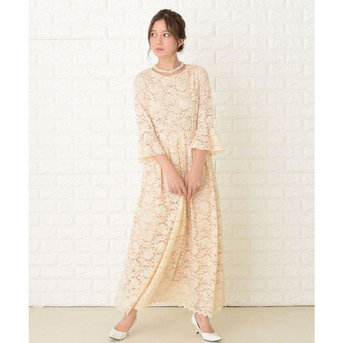 レースレディース Lace Ladies 総レースロングワンピースドレス （アイボリー） アイボリー