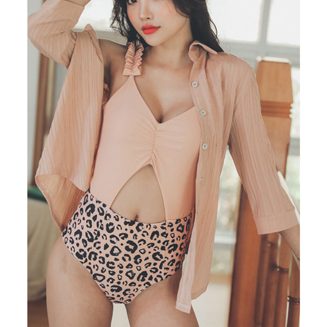 レースレディース Lace Ladies シャツ付き モノキニワンピース 2点セット水着【返品不可商品】