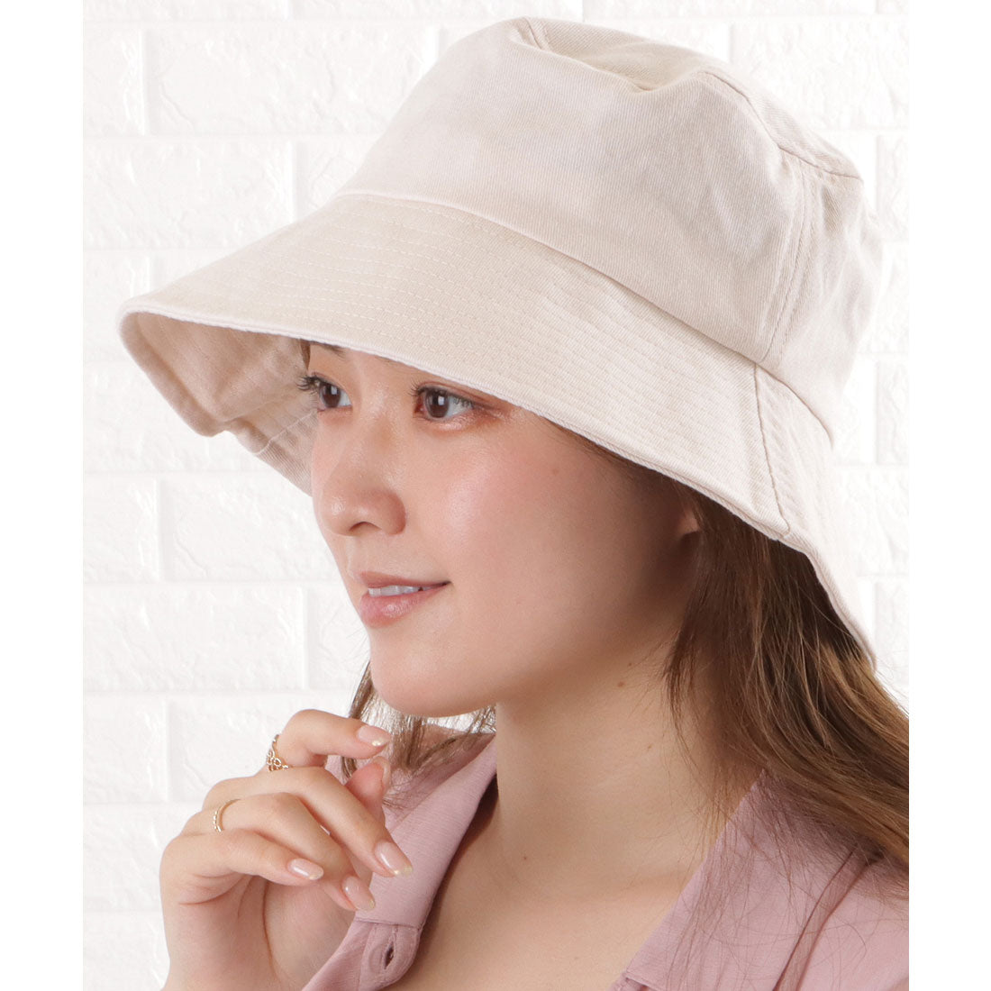 レースレディース Lace Ladies ベーシックカラーバケットハット,アイボリー