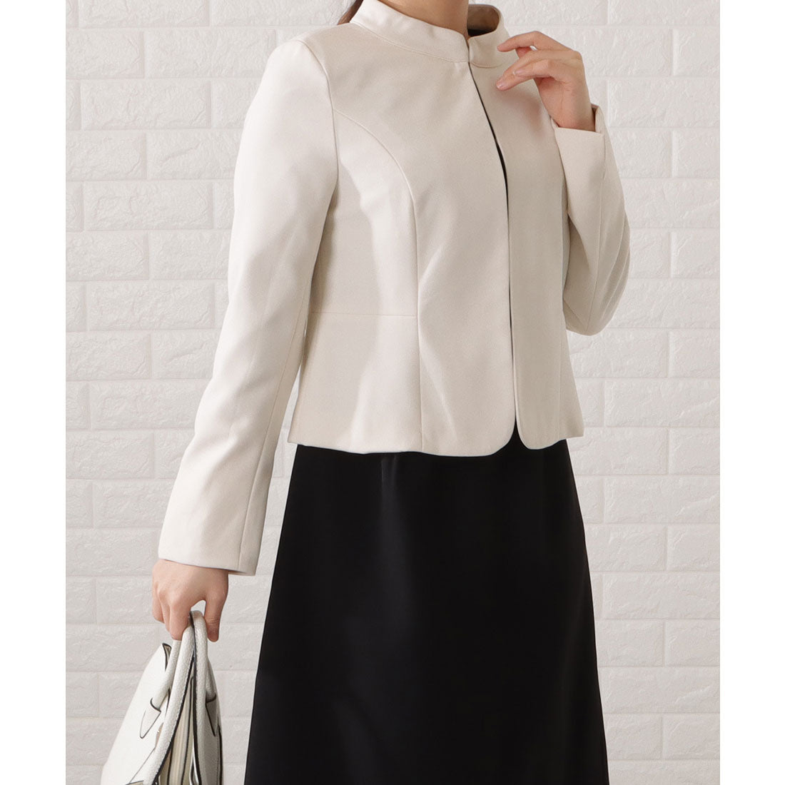 レースレディース Lace Ladies スタンドカラージャケット&セミフレアフェイクレイヤードワンピースセットアップ