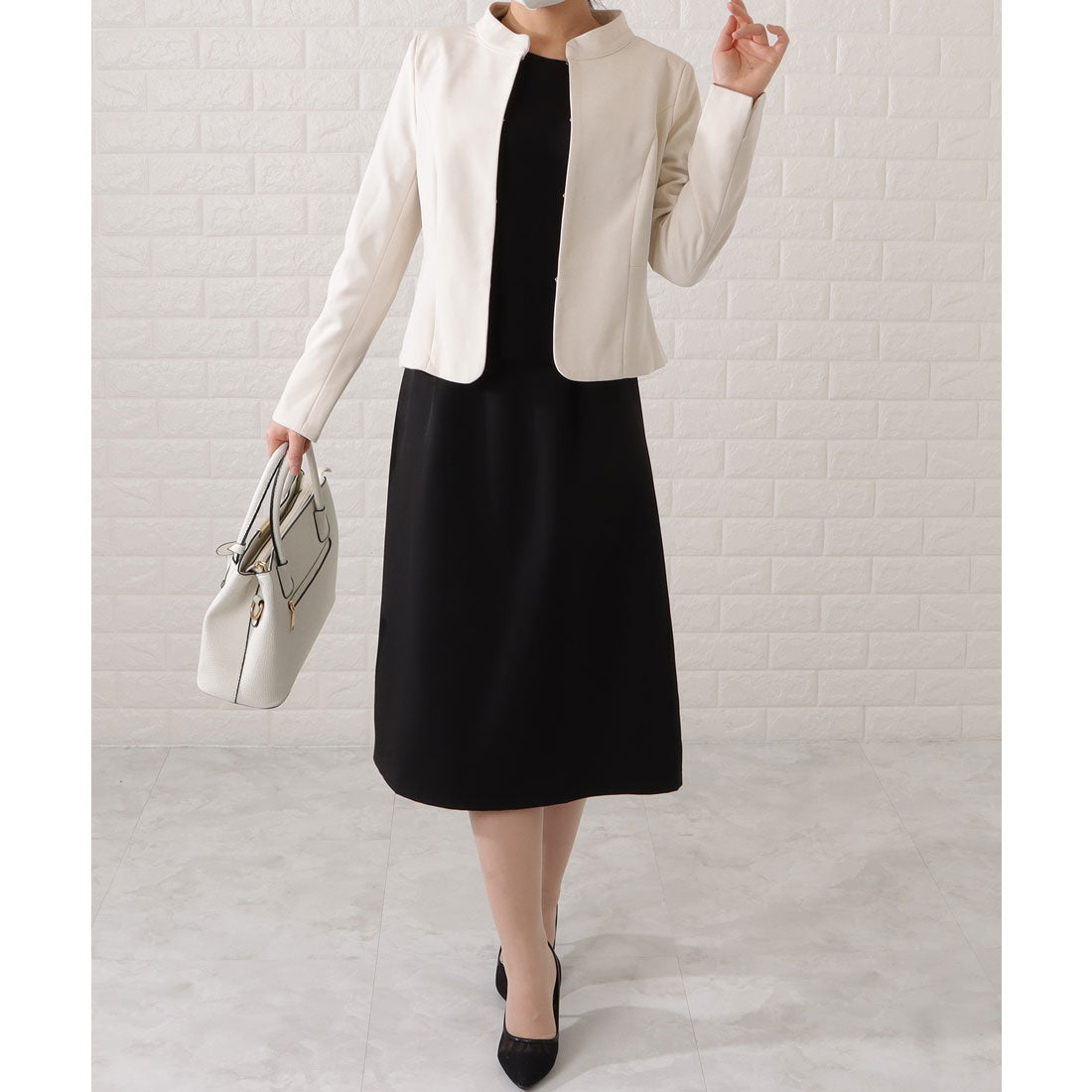 レースレディース Lace Ladies スタンドカラージャケット&セミフレアフェイクレイヤードワンピースセットアップ