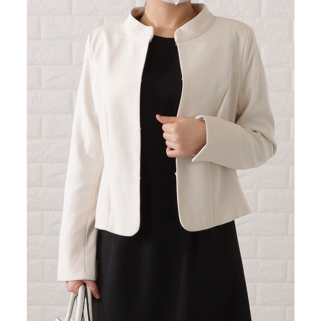 レースレディース Lace Ladies スタンドカラージャケット&セミフレアフェイクレイヤードワンピースセットアップ
