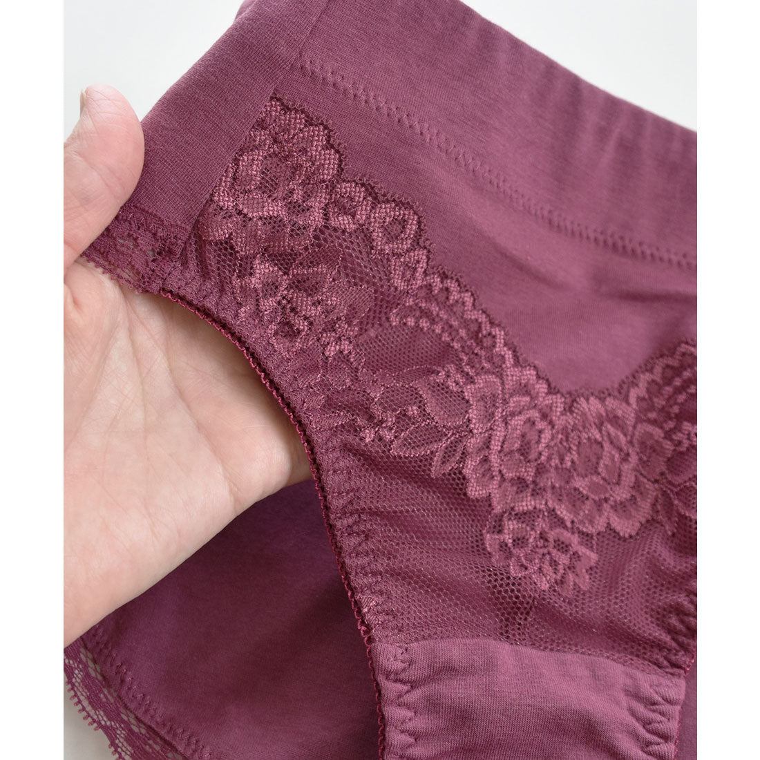 レースレディース Lace Ladies おなかすっぽり ストレッチ ハイウエストショーツ【返品不可商品】 （ワインレッド） ワインレッド