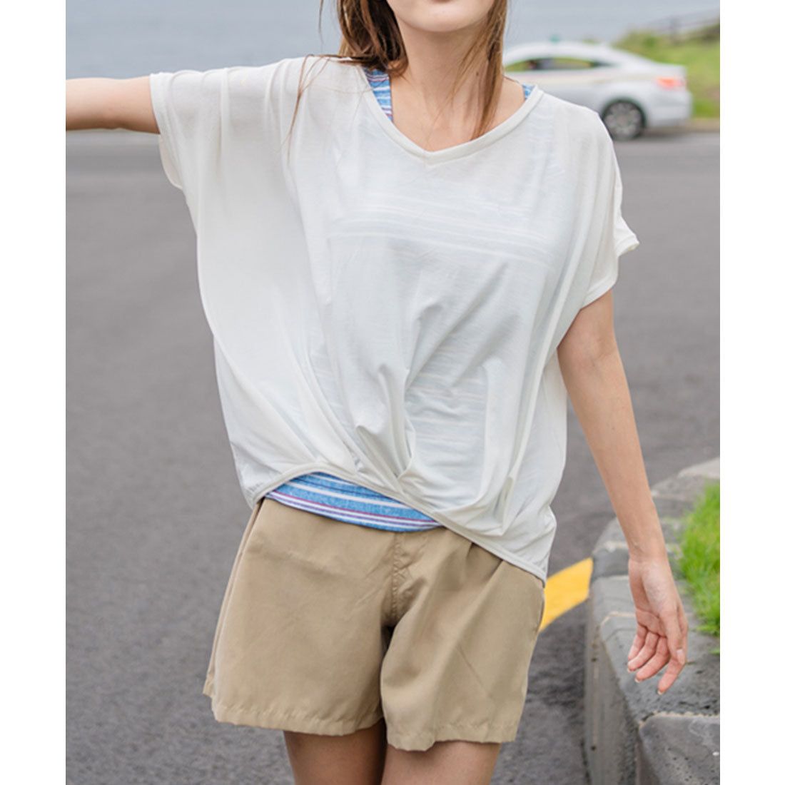 レースレディース Lace Ladies タンキニセパレート ハイウエストショーツ 半袖 ショートパンツ付き4点セット水着