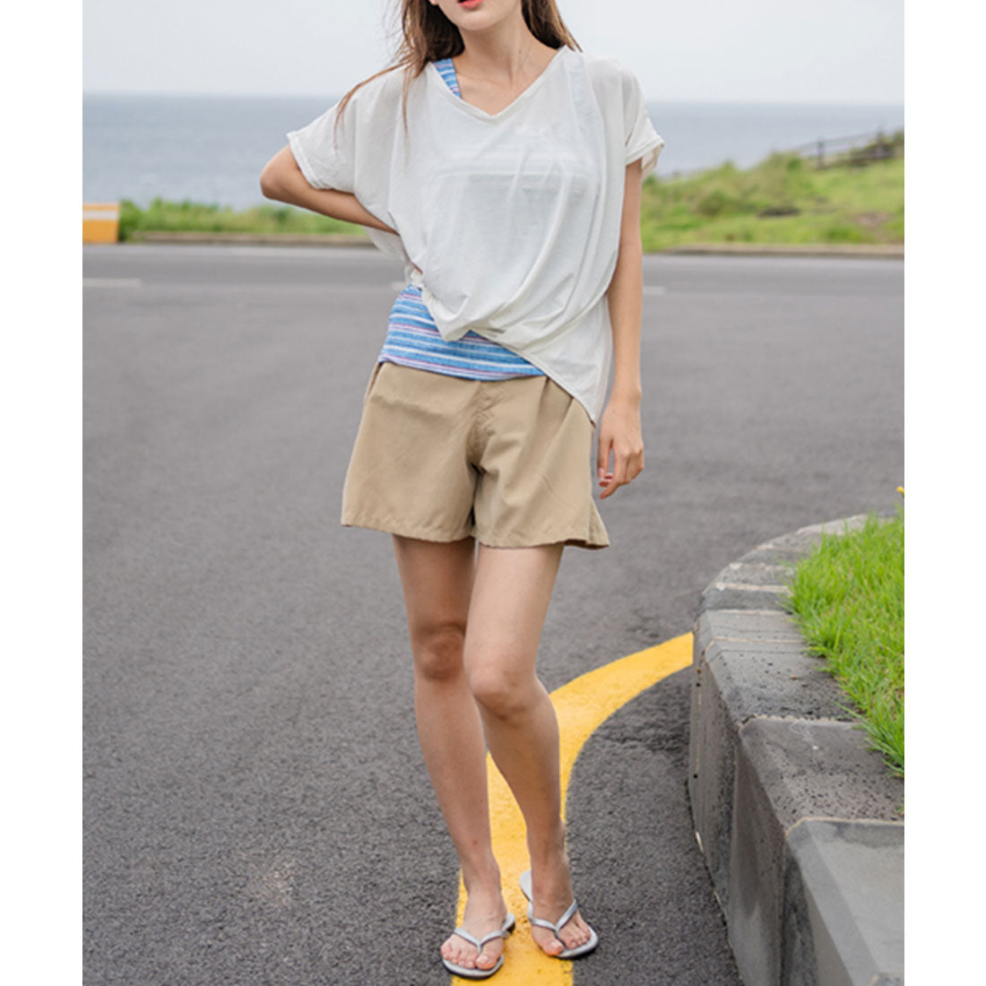 レースレディース Lace Ladies タンキニセパレート ハイウエストショーツ 半袖 ショートパンツ付き4点セット水着