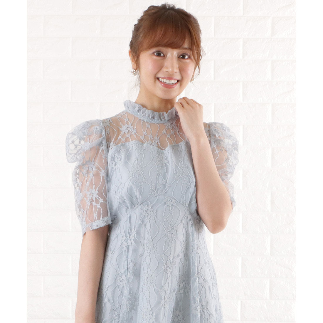 レースレディース Lace Ladies パワーショルダー総レースワンピースドレス