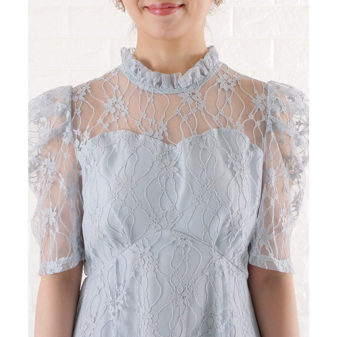 レースレディース Lace Ladies パワーショルダー総レースワンピースドレス