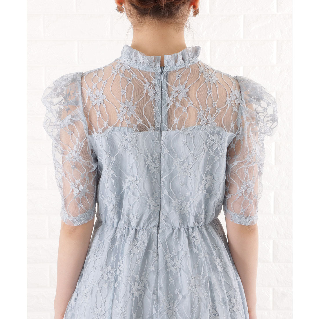 レースレディース Lace Ladies パワーショルダー総レースワンピースドレス
