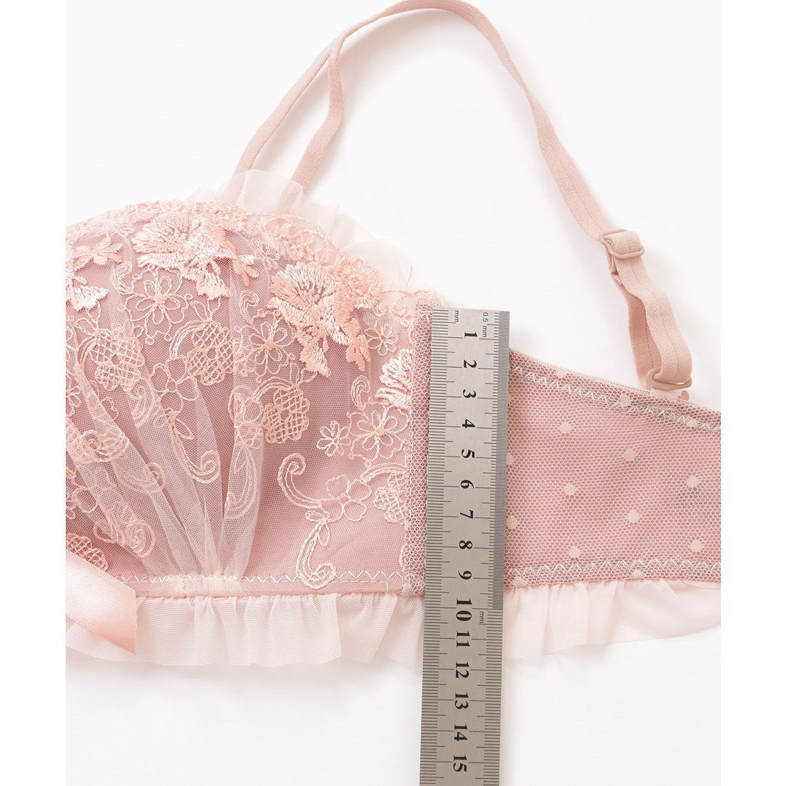 レースレディース Lace Ladies サテンリボン花柄フリルノンワイヤーブラ&ショーツセット【返品不可商品】 （レッド） レッド