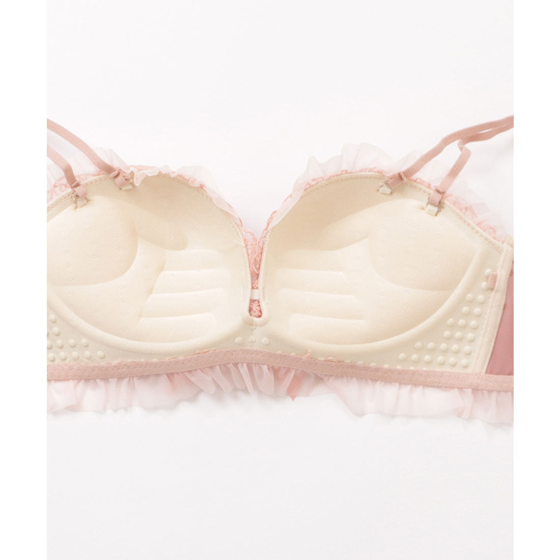 レースレディース Lace Ladies サテンリボン花柄フリルノンワイヤーブラ&ショーツセット【返品不可商品】 （レッド） レッド
