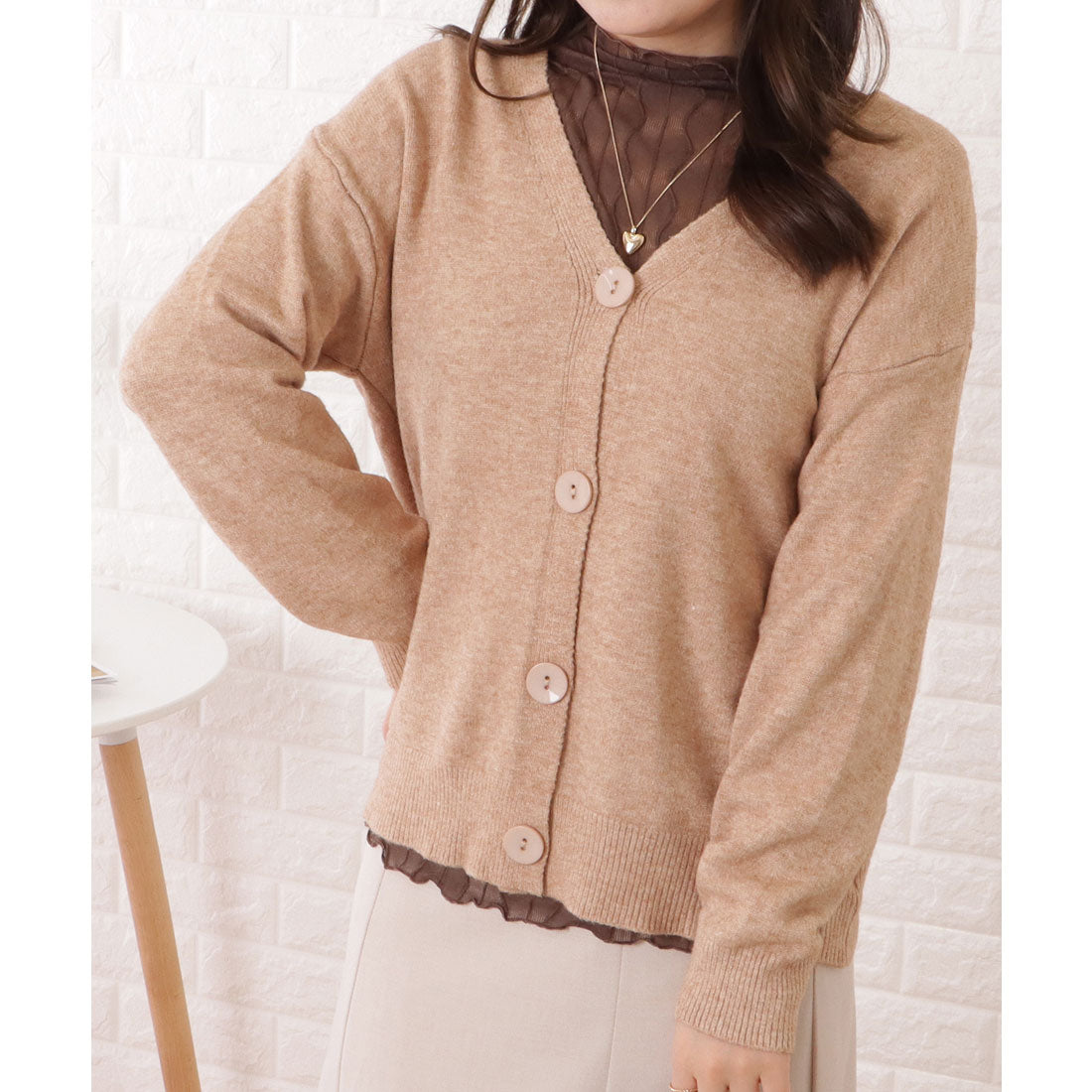 レースレディース Lace Ladies ベーシックロングニットVネックカーディガン （モカ） モカ