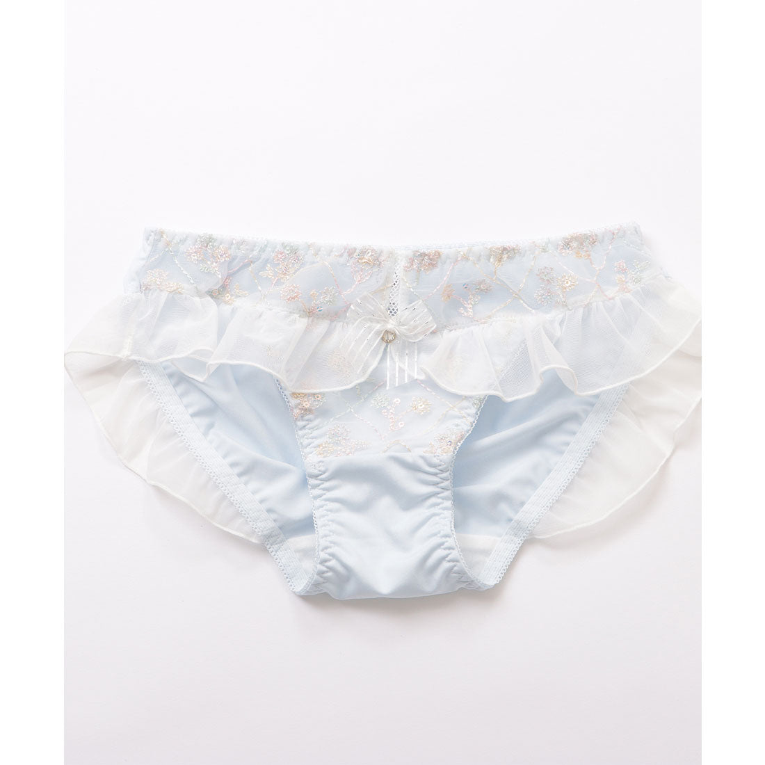 レースレディース Lace Ladies シフォンフリルブーケ刺繍ブラ&ショーツセット【返品不可商品】 （ピンク） ピンク